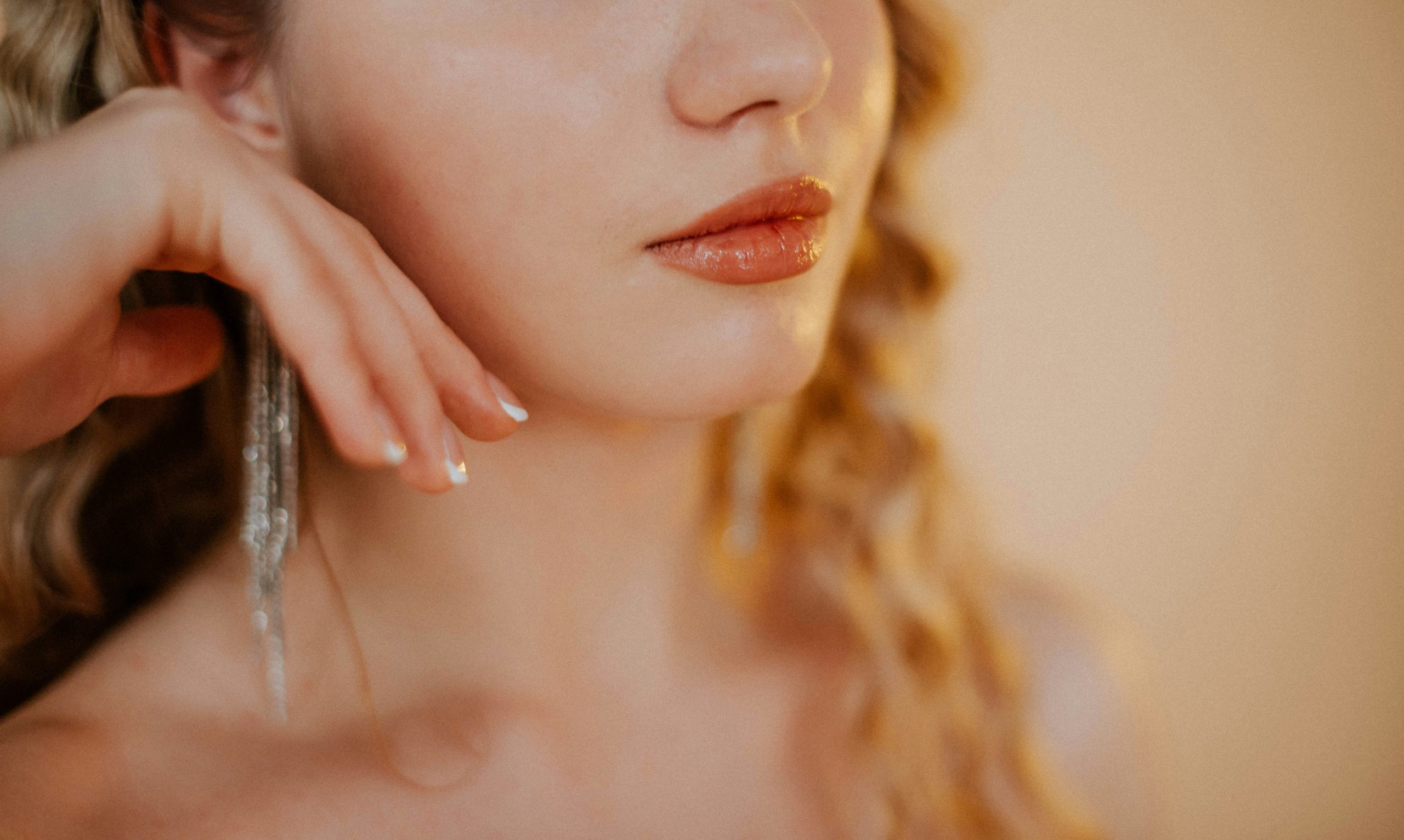 Before after split image showing model's transformation using organic makeup