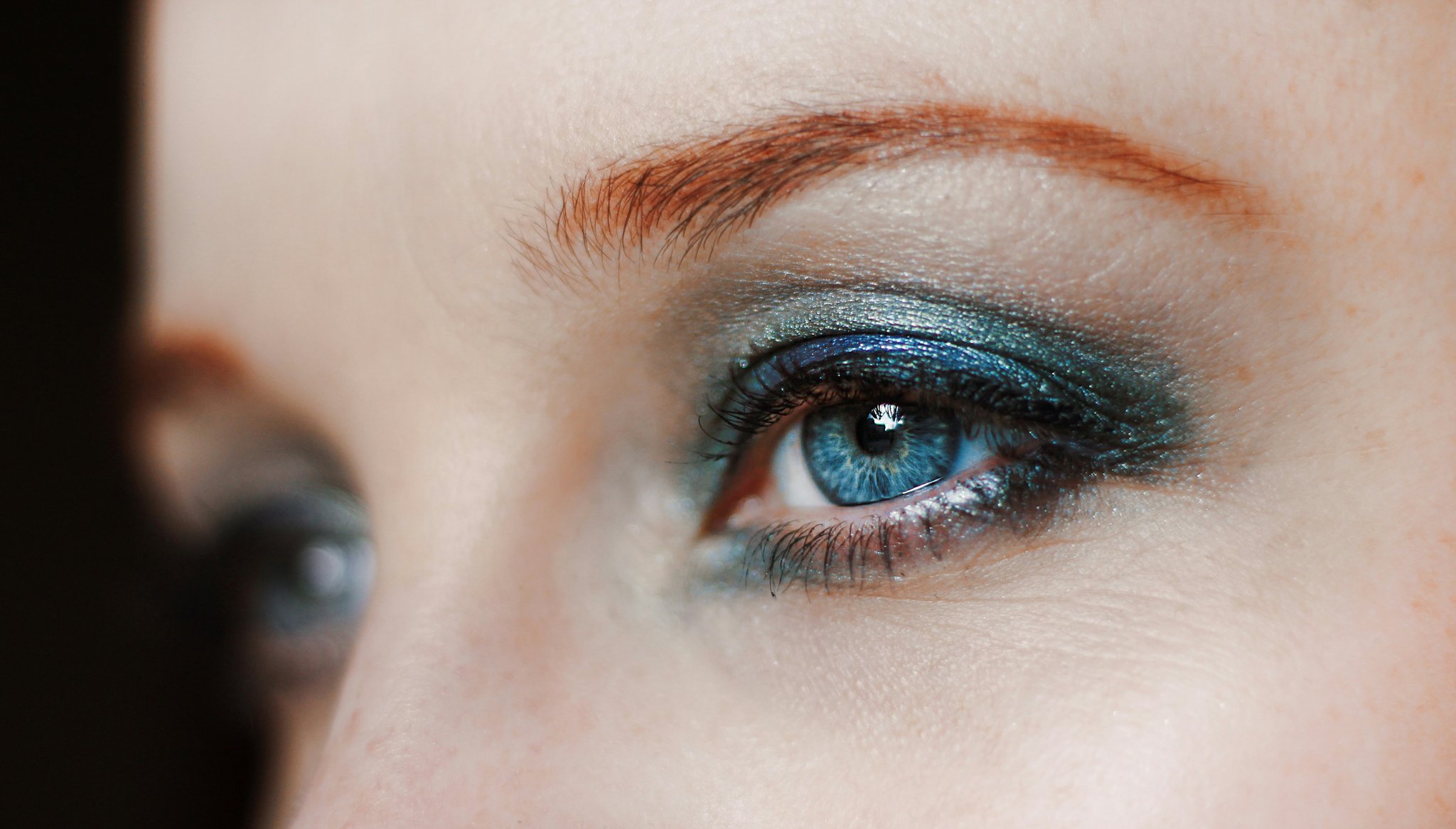 Side-by-side comparison showing organic vs. conventional eyeshadow ingredients
