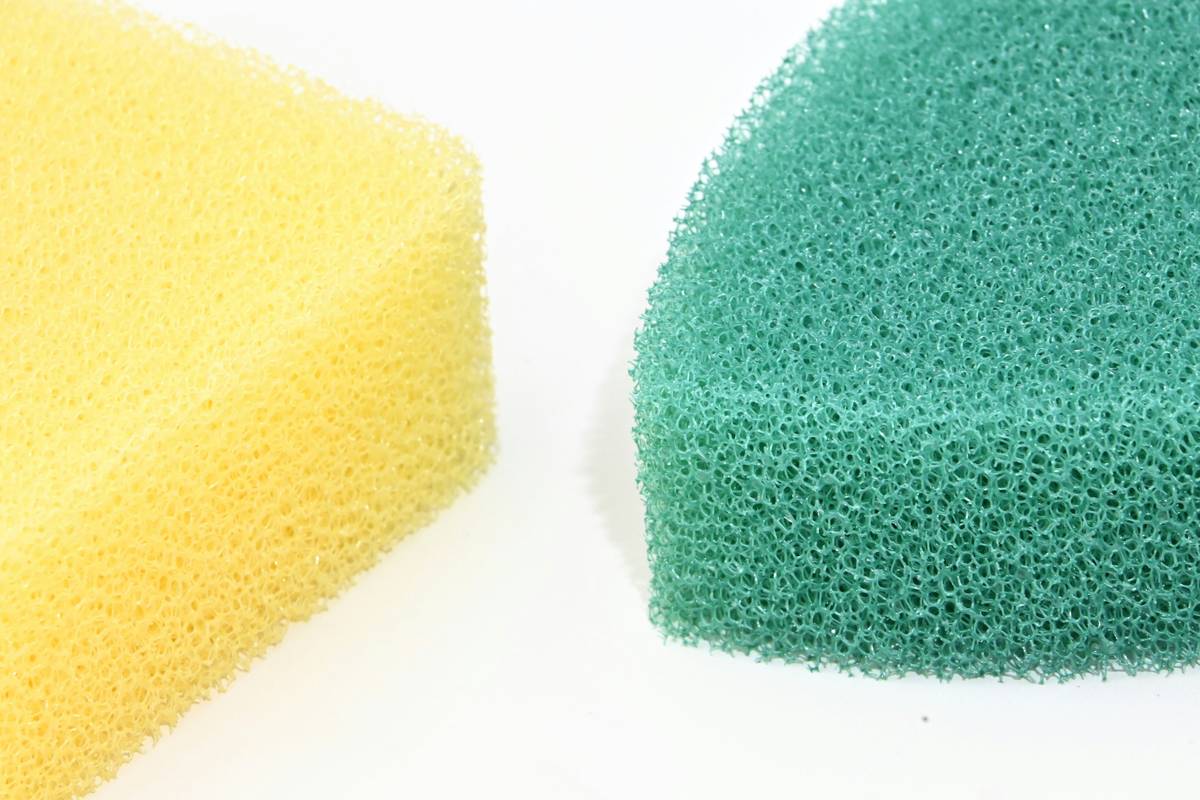 Before-and-after photo showing client's complexion after using organic makeup sponges