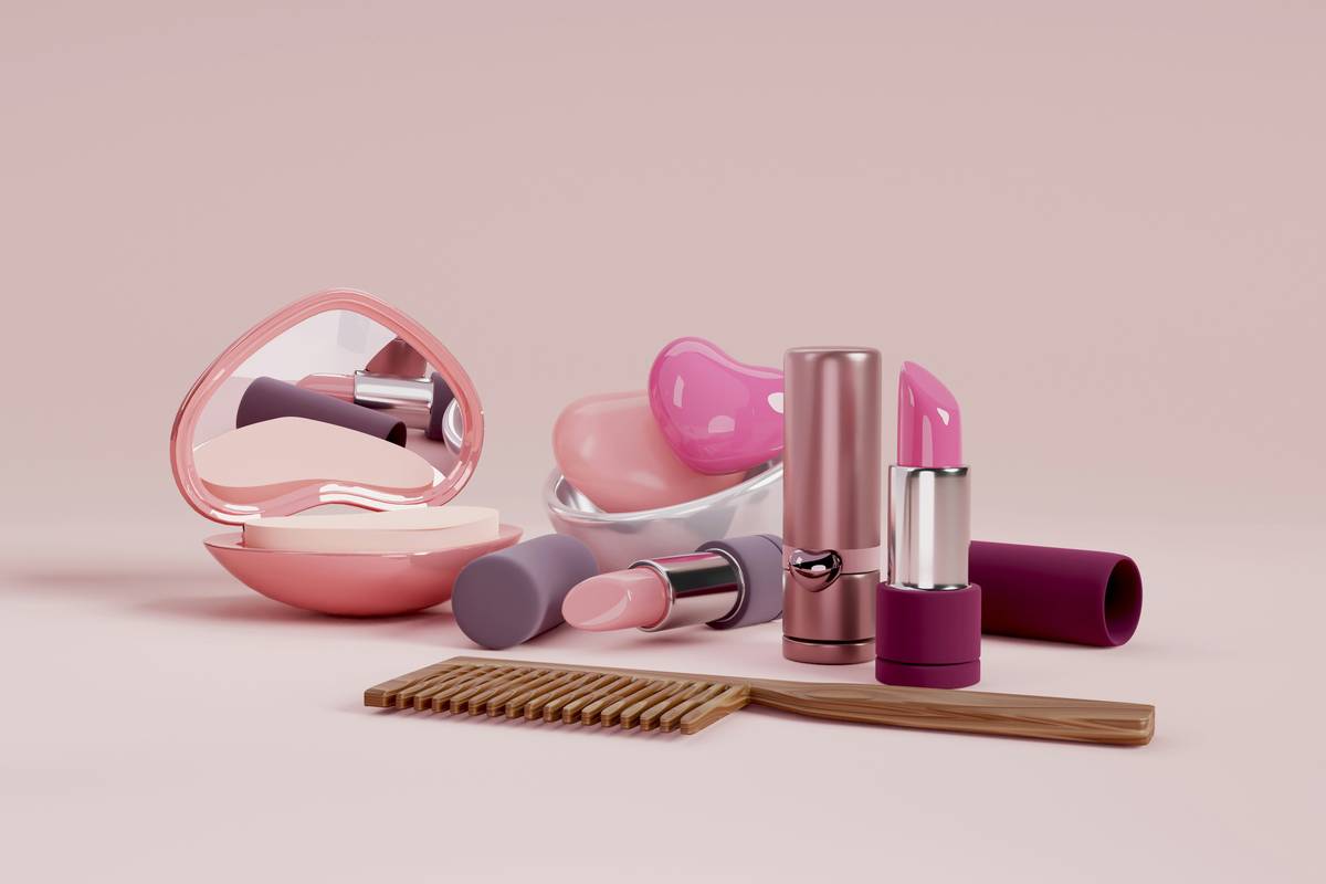 Close-up of an ingredient list printed on organic lipstick packaging